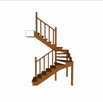 Лестница 180° через забежные ступени