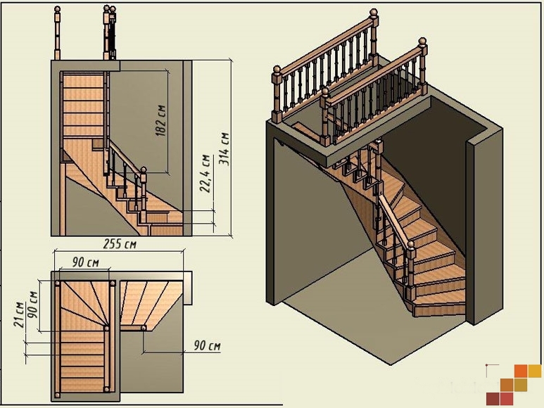 Конструкция лестницы на второй этаж