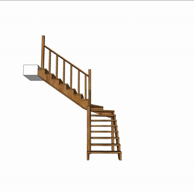 Деревянная лестница Г-образная через забежные ступени