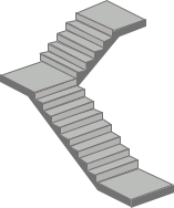 Лестница прямая 2-х маршевая Г-образная с промежуточной площадкой